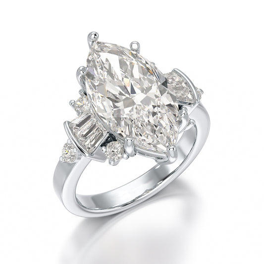 Marquise Elegance: 3.49-Carat Lab-Grown Diamond Wedding Ring