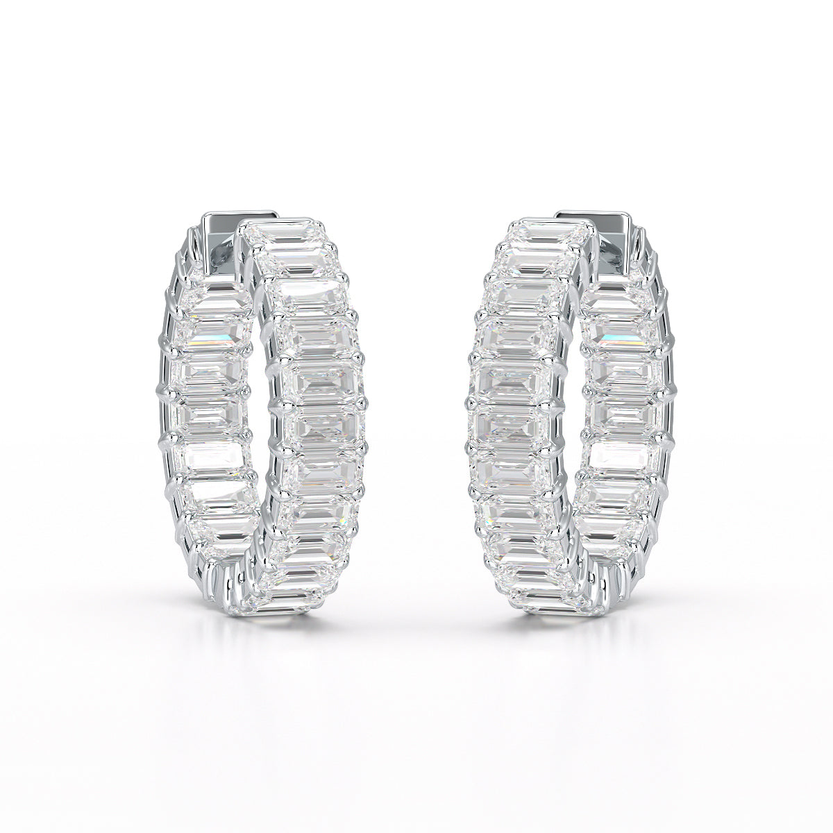 Emerald Enchantment: Sophisticated Lab Diamond Hoop Earrings