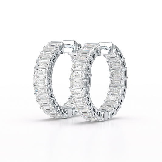 Emerald Enchantment: Sophisticated Lab Diamond Hoop Earrings