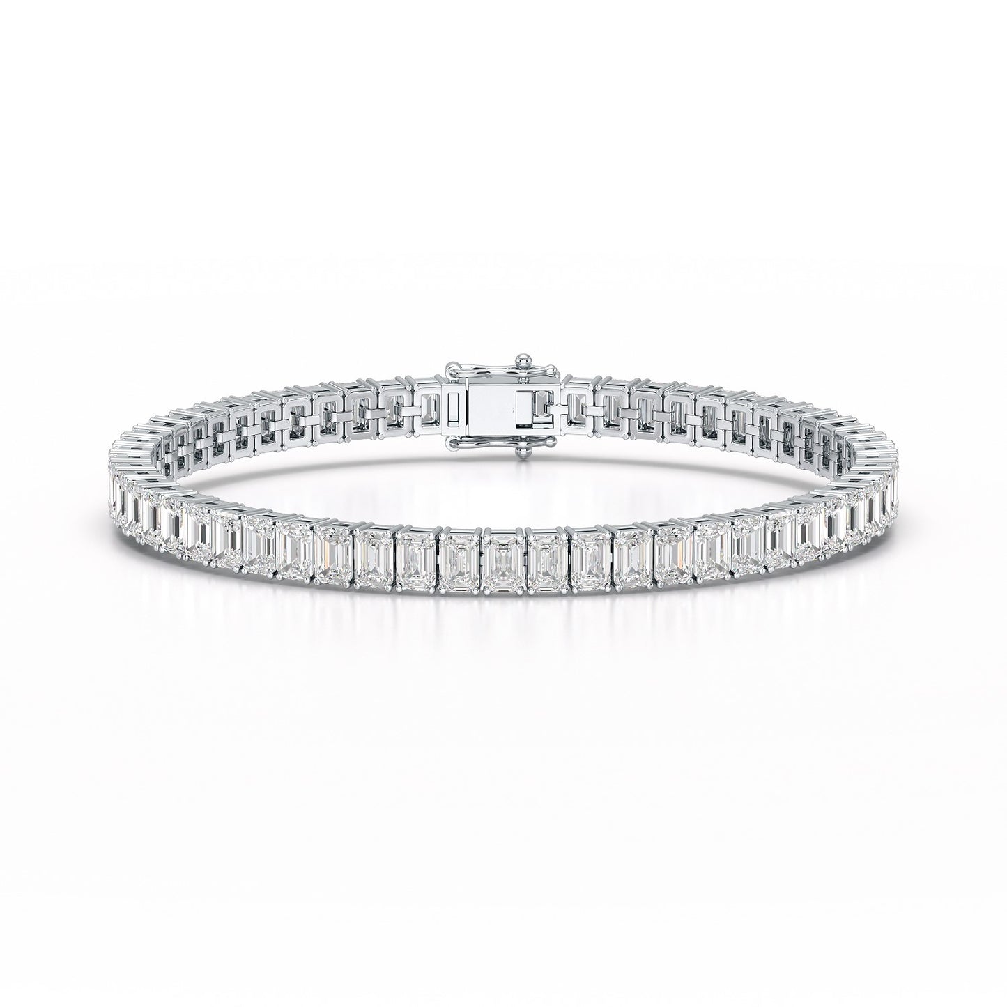 Glimmering Elegance: Emerald Cut Lab Diamond Tennis Bracelet