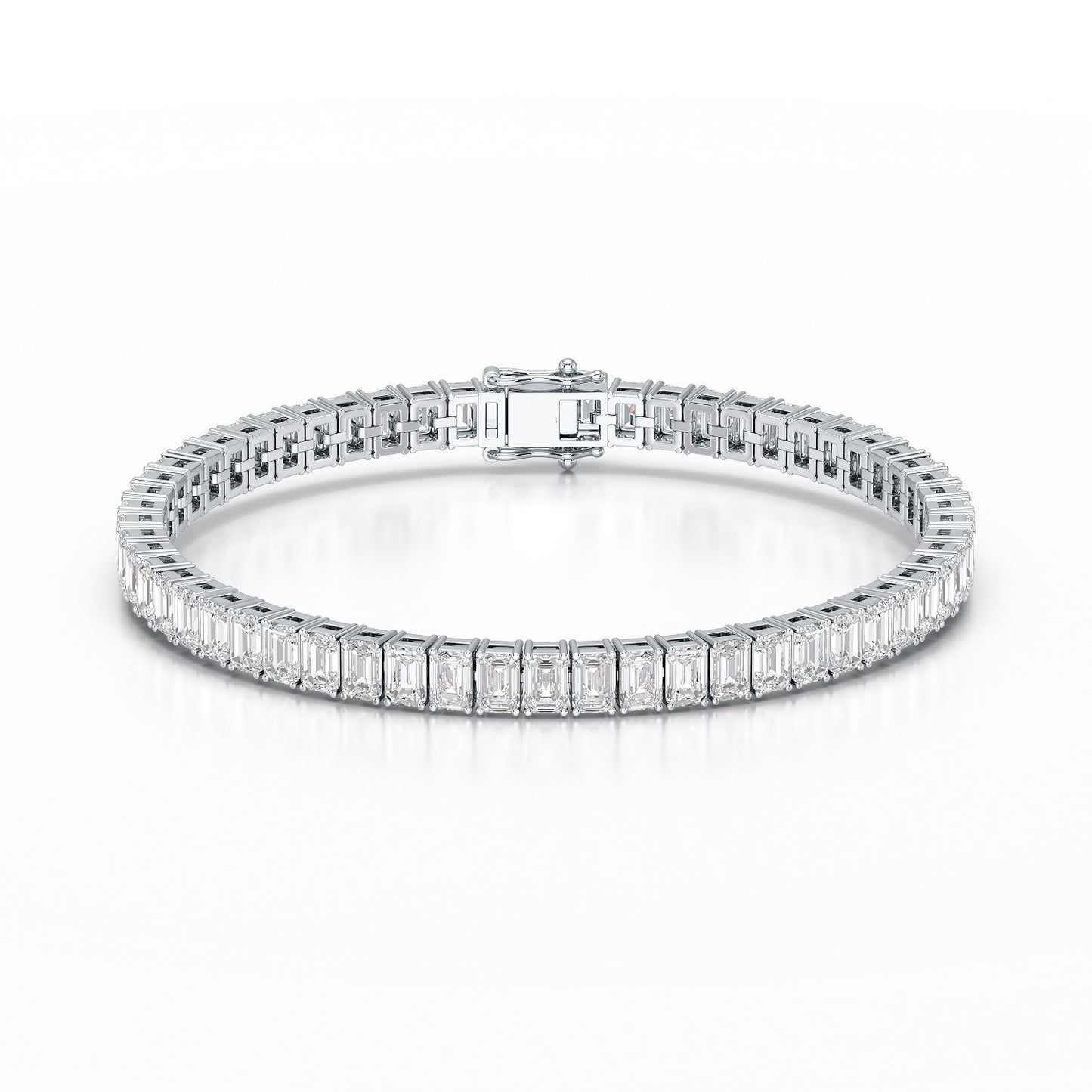 Glimmering Elegance: Emerald Cut Lab Diamond Tennis Bracelet