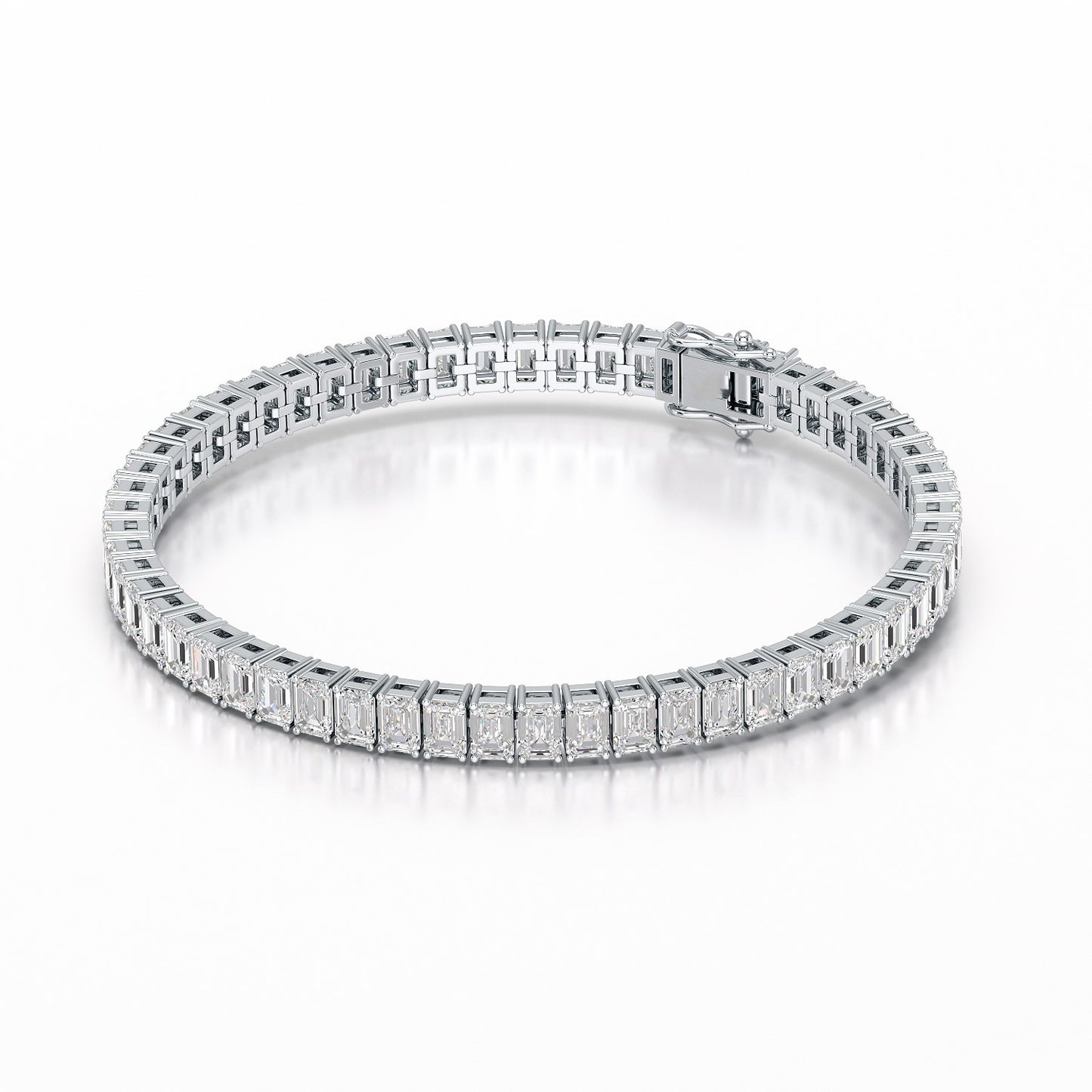 Glimmering Elegance: Emerald Cut Lab Diamond Tennis Bracelet