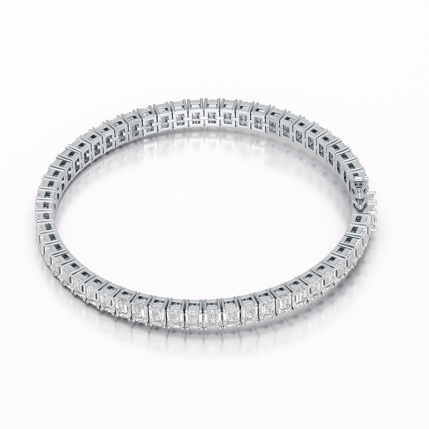 Glimmering Elegance: Emerald Cut Lab Diamond Tennis Bracelet