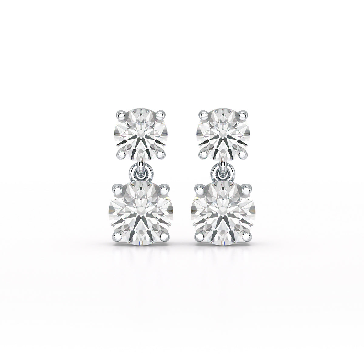 Classic Radiance: 6.34 CT Round Cut Lab Diamond Drop Earrings