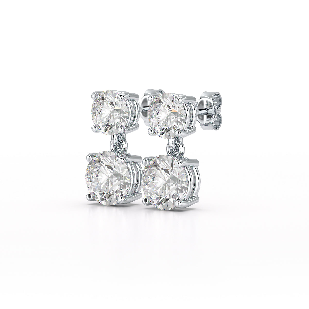 Classic Radiance: 6.34 CT Round Cut Lab Diamond Drop Earrings