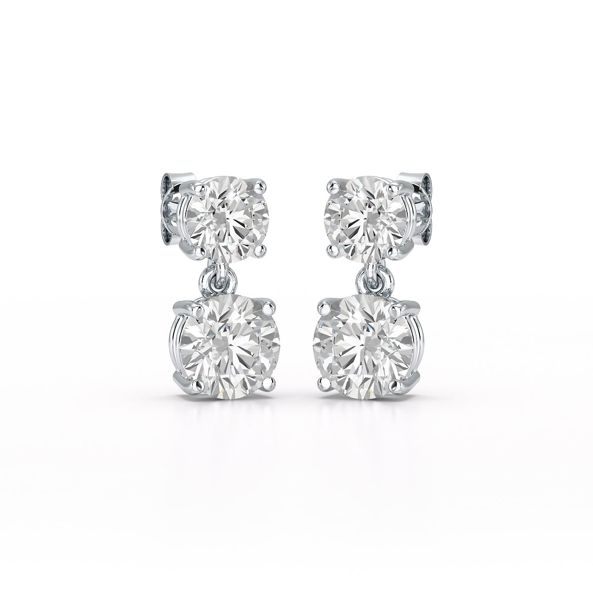 Classic Radiance: 6.34 CT Round Cut Lab Diamond Drop Earrings