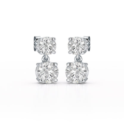 Classic Radiance: 6.34 CT Round Cut Lab Diamond Drop Earrings