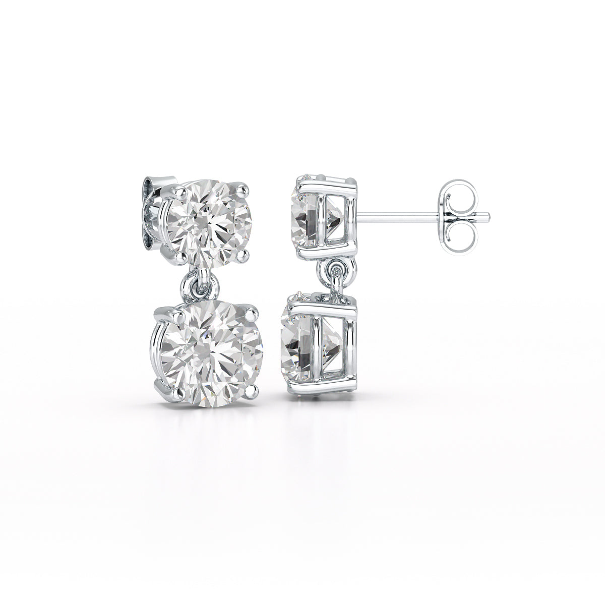 Classic Radiance: 6.34 CT Round Cut Lab Diamond Drop Earrings
