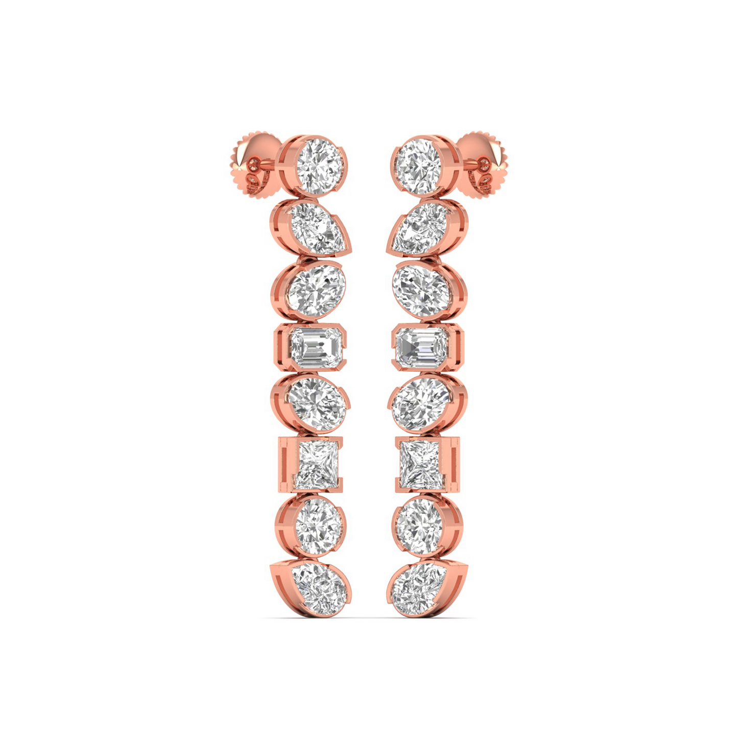 Radiant Varieties: Exquisite Diamond Earring Collection Featuring Pear, Princess, Oval, Emerald, and Round Cuts!