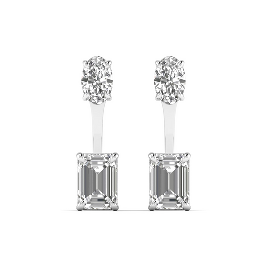 Radiant Glamour: Lab-Grown Diamond Earrings in Emerald and Oval Shapes – Ethical Elegance Beyond Compare!