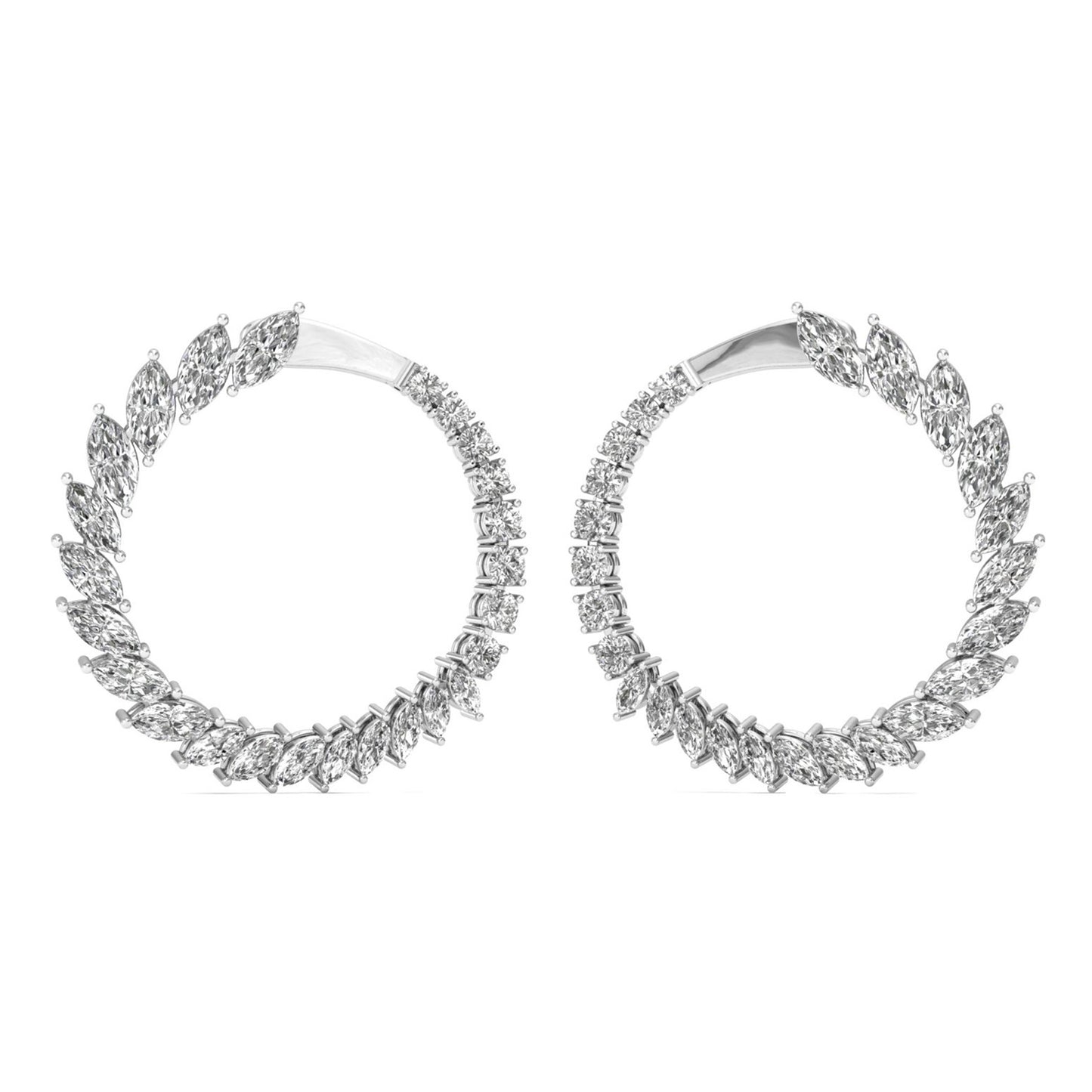 Dazzling Fusion: Illuminate Your Style with Diamond Earrings Mix Round and Marquise Shapes