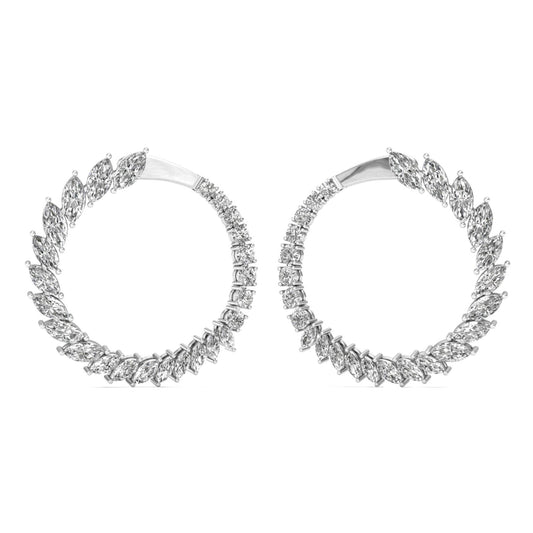 Dazzling Fusion: Illuminate Your Style with Diamond Earrings Mix Round and Marquise Shapes