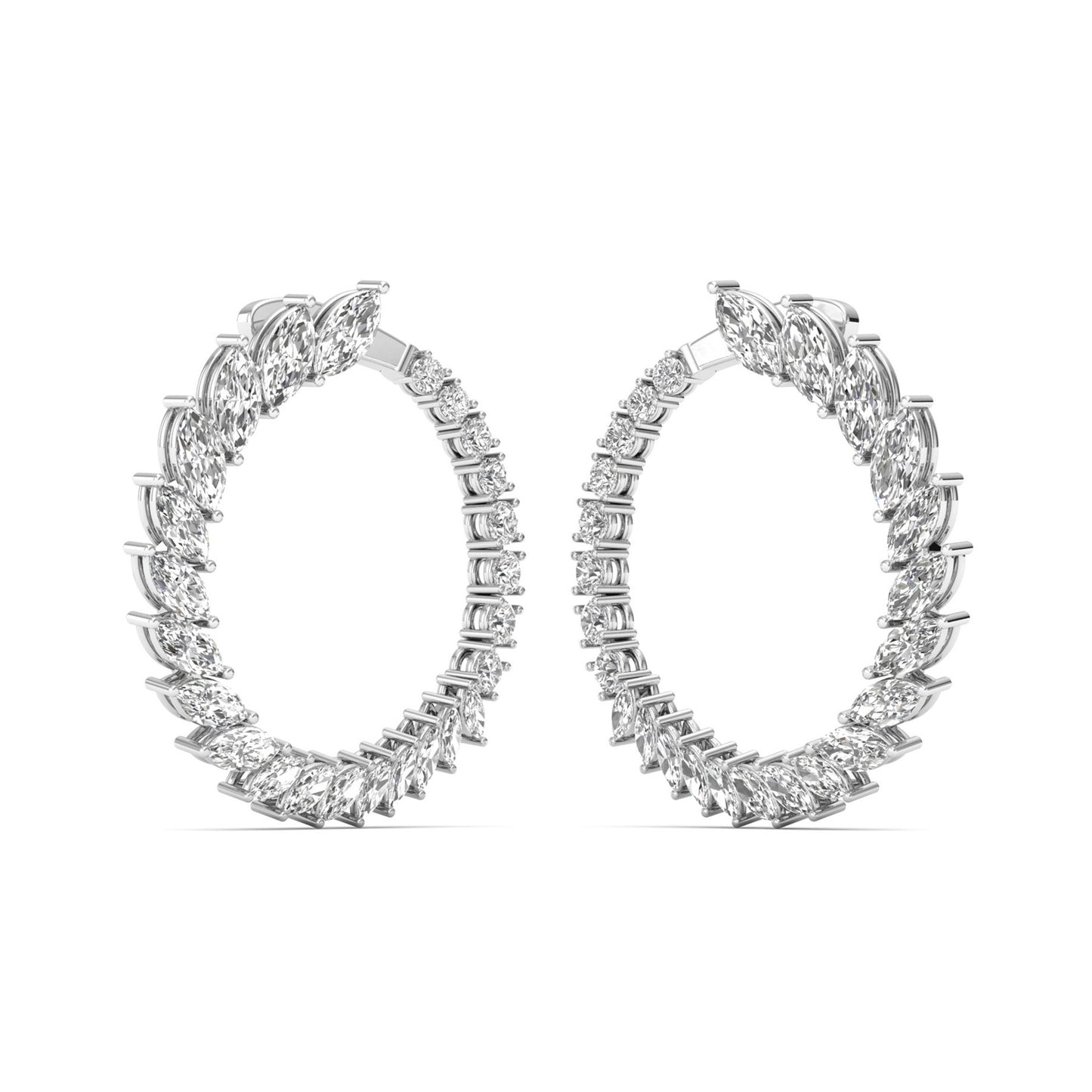 Dazzling Fusion: Illuminate Your Style with Diamond Earrings Mix Round and Marquise Shapes
