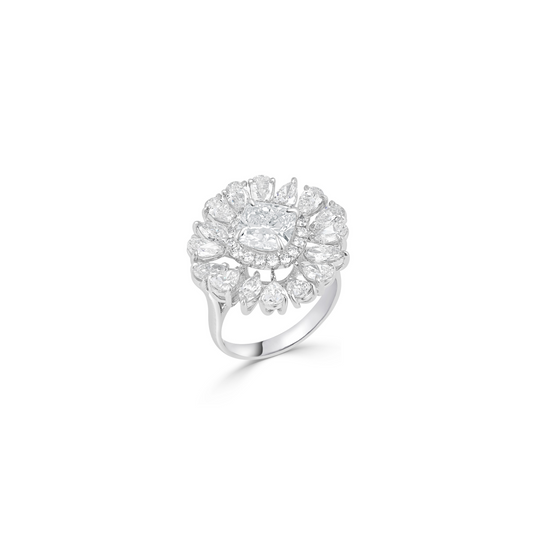 Exquisite Fusion: Lab Grown Diamond Ring in Cushion, Mix Round, Pear, and Marquise Elegance