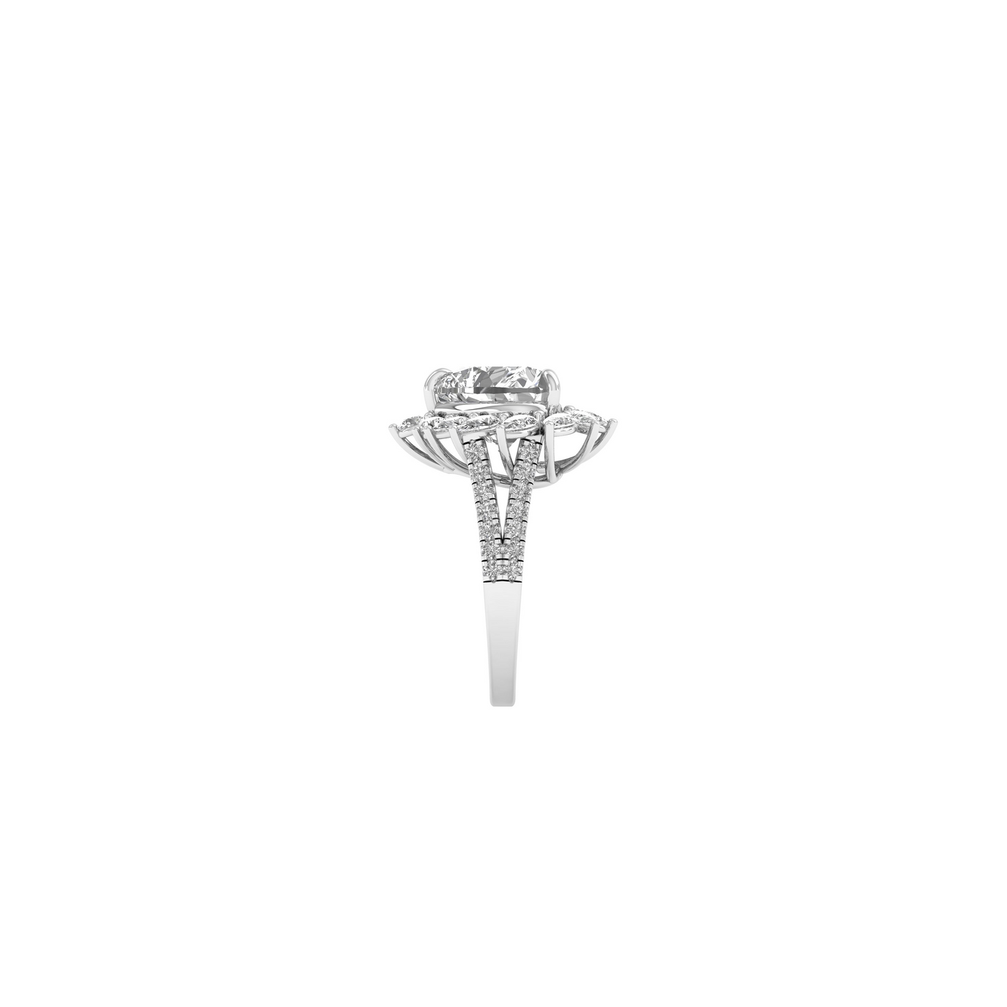 Dazzling Harmony: Exquisite Diamond Ring in Pear and Round Brilliance