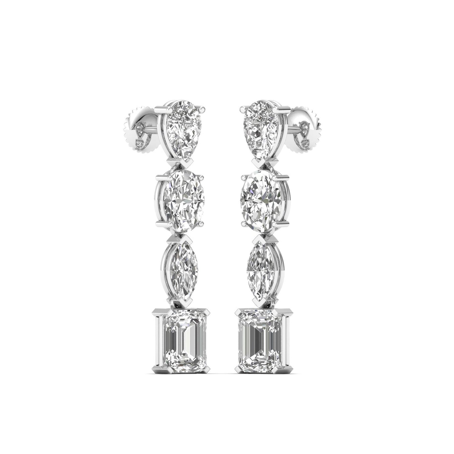 Ethereal Ensemble: Lab-Grown Diamond Earring Fusion in Pear, Marquise, Oval, and Emerald Elegance