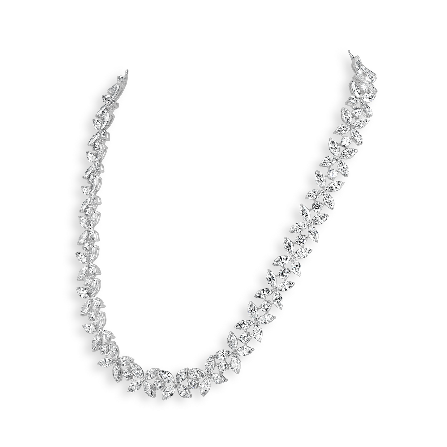 Harmony in Sparkle: Mesmerizing Diamond Necklace with a Blend of Round and Marquise Cuts