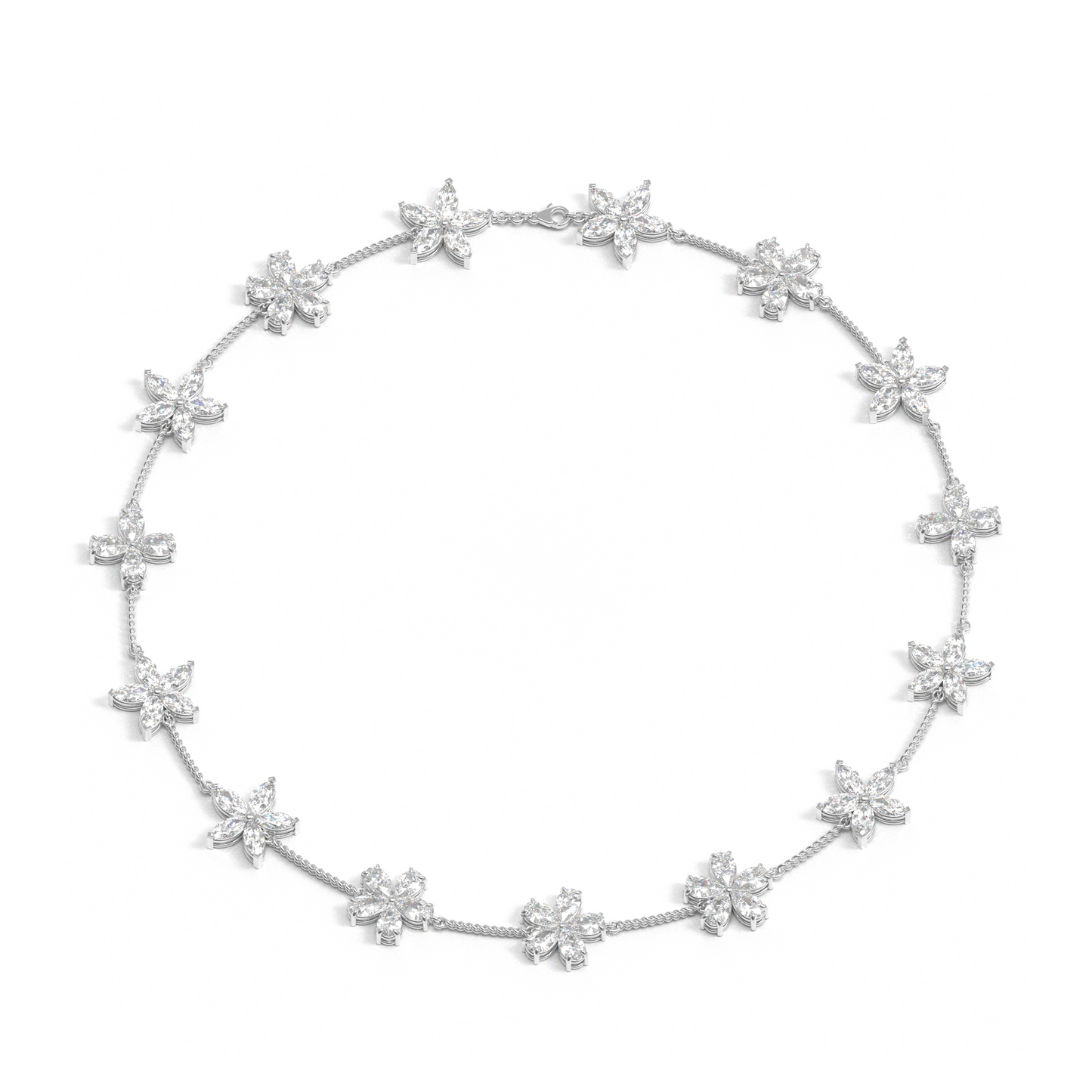 Radiant Fusion: Lab-Grown Diamond Necklace with Pear and Marquise Shapes