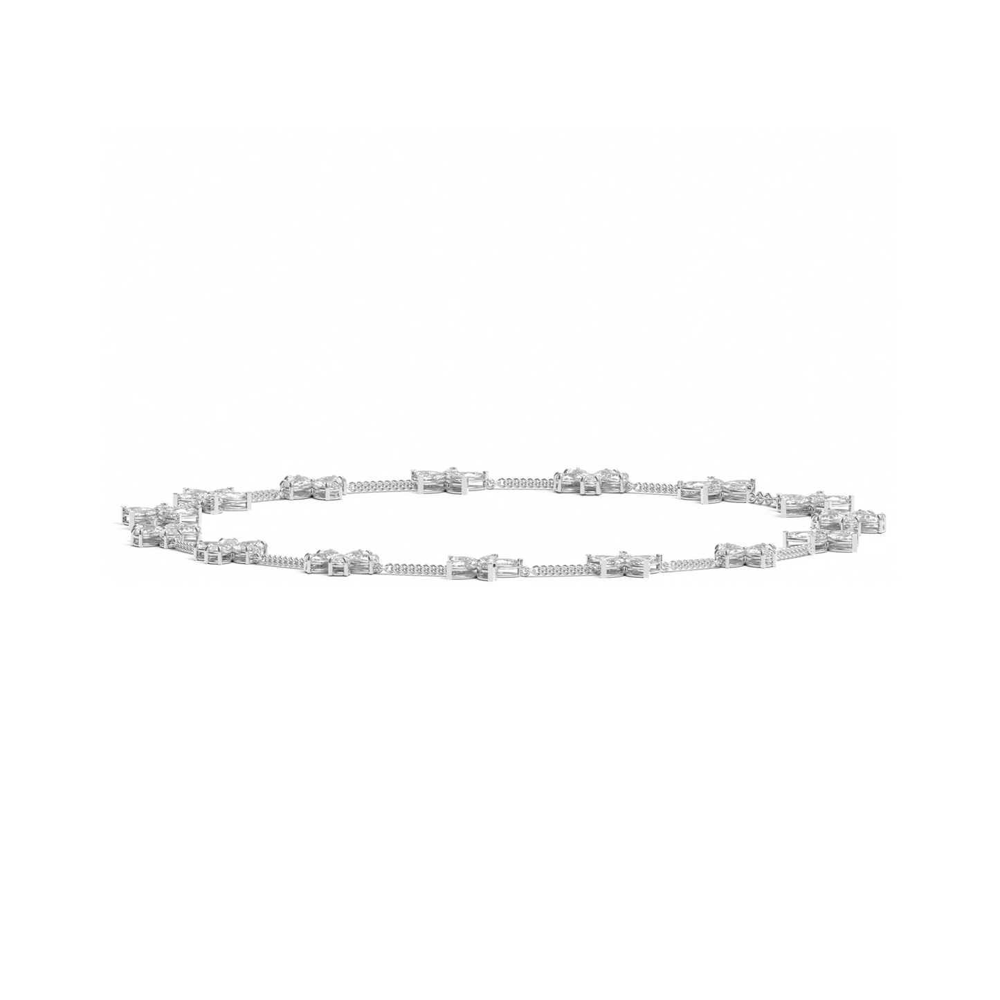 Radiant Fusion: Lab-Grown Diamond Necklace with Pear and Marquise Shapes