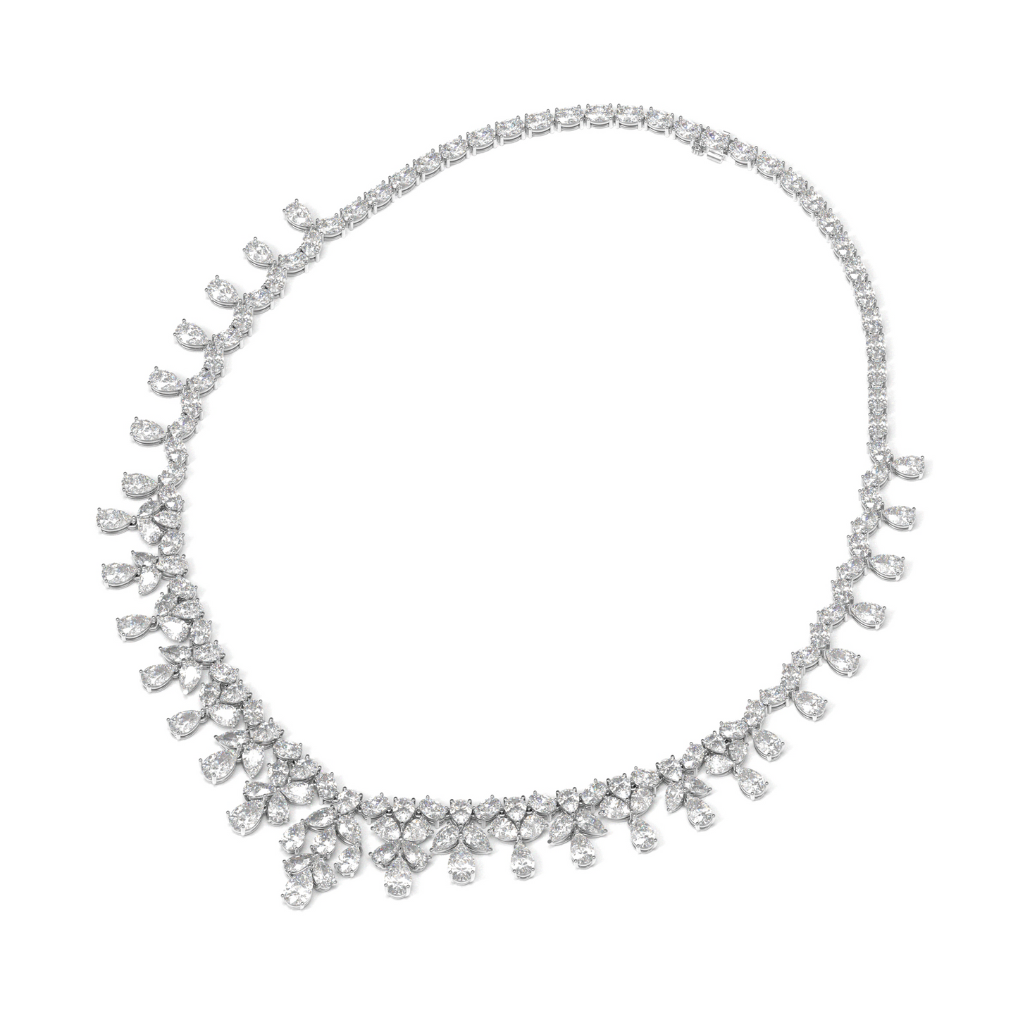 Graceful Harmony: A Mesmerizing Blend of Oval and Pear-Cut Diamonds in Our Stunning Necklace