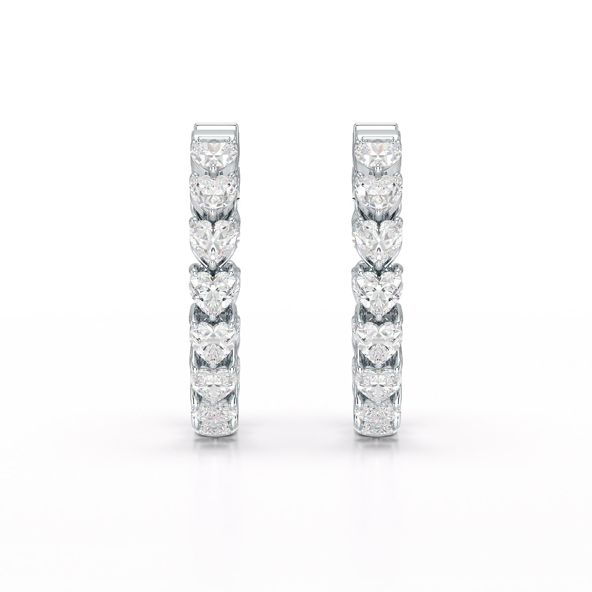 Love's Sparkle: Elegant Heart-Shaped Lab Diamond Hoop Earrings
