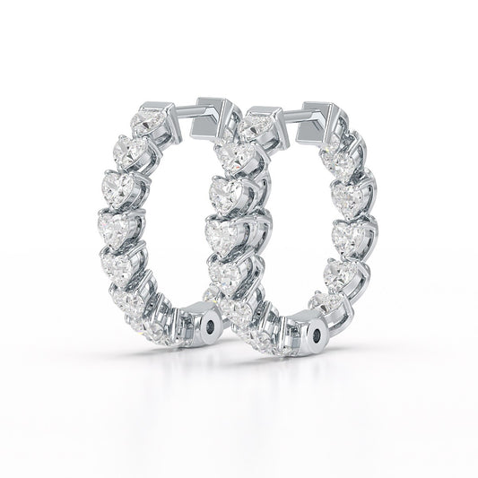 Love's Sparkle: Elegant Heart-Shaped Lab Diamond Hoop Earrings