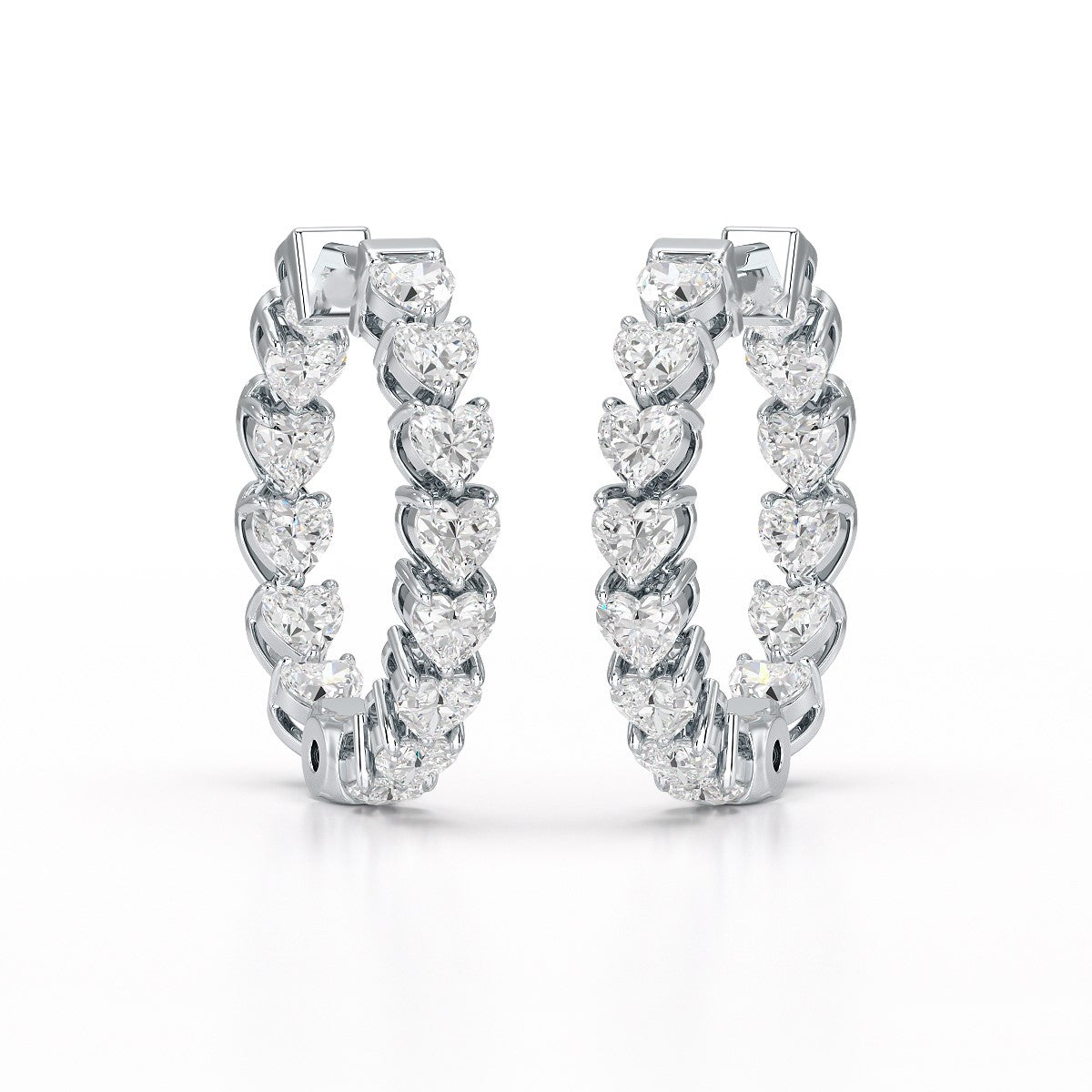 Love's Sparkle: Elegant Heart-Shaped Lab Diamond Hoop Earrings