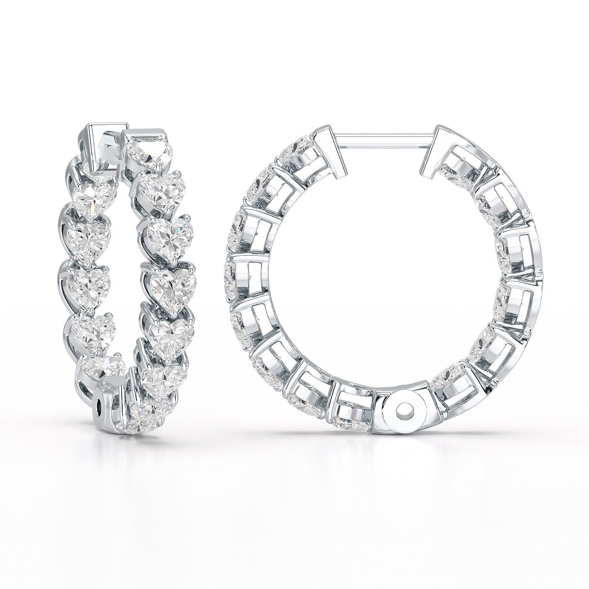 Love's Sparkle: Elegant Heart-Shaped Lab Diamond Hoop Earrings