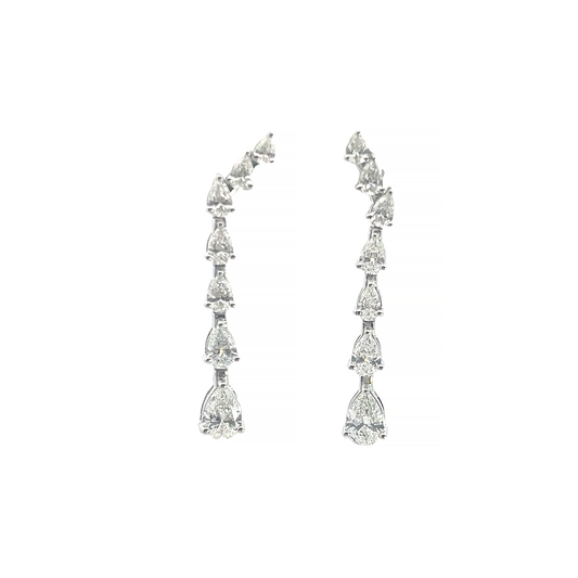 Pearlescent Radiance: Lab Grown Diamond Earrings with Central and Additional Diamonds in Pear Shape – Effortless Elegance in Every Curve