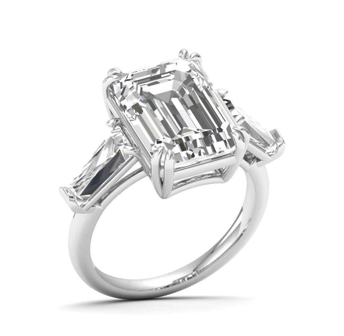 Emerald Majesty: Revel in Elegance with an 8 Carat Lab-Grown Emerald-Shaped Diamond Ring