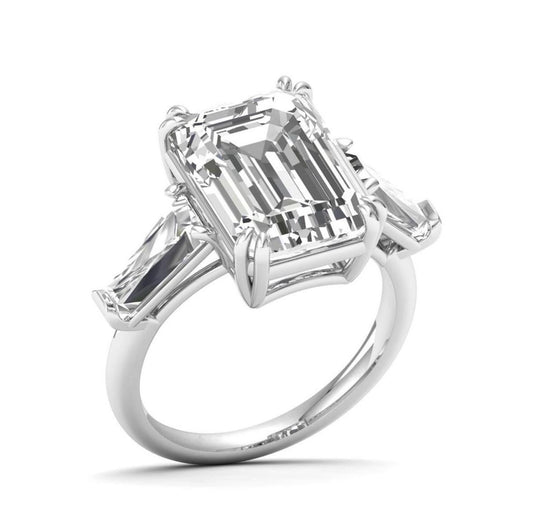 Emerald Majesty: Revel in Elegance with an 8 Carat Lab-Grown Emerald-Shaped Diamond Ring