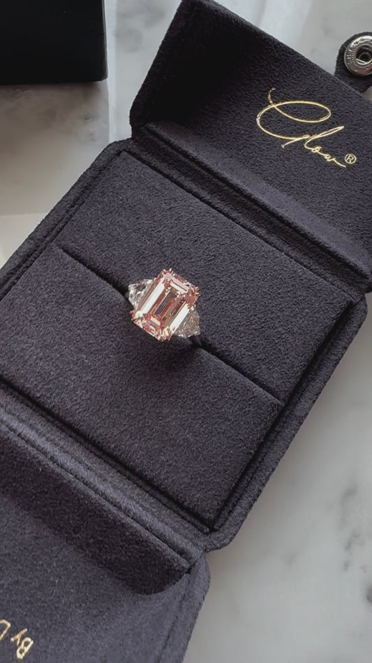 Classical Emerald Cut 6 Carat Pink Diamond Ring