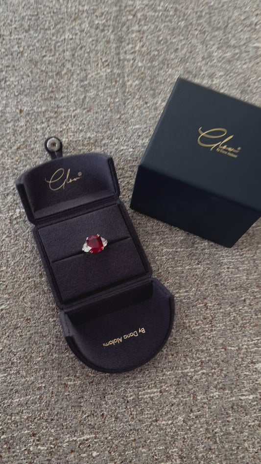 Graceful & Elegant 9 Carat Red Ruby Cusion Cut Ring