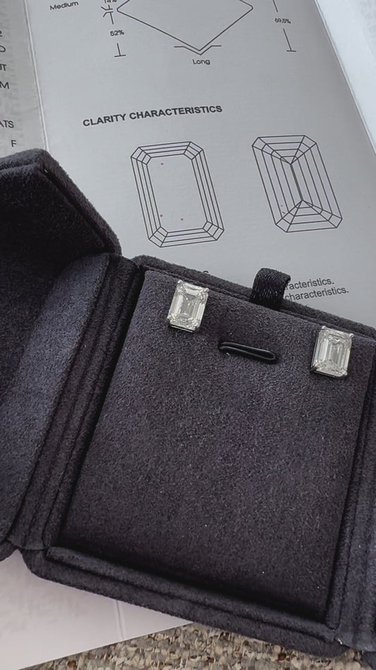 An Elegant Emerald Cut 10 Carat Lab-Grown Diamond Earrings