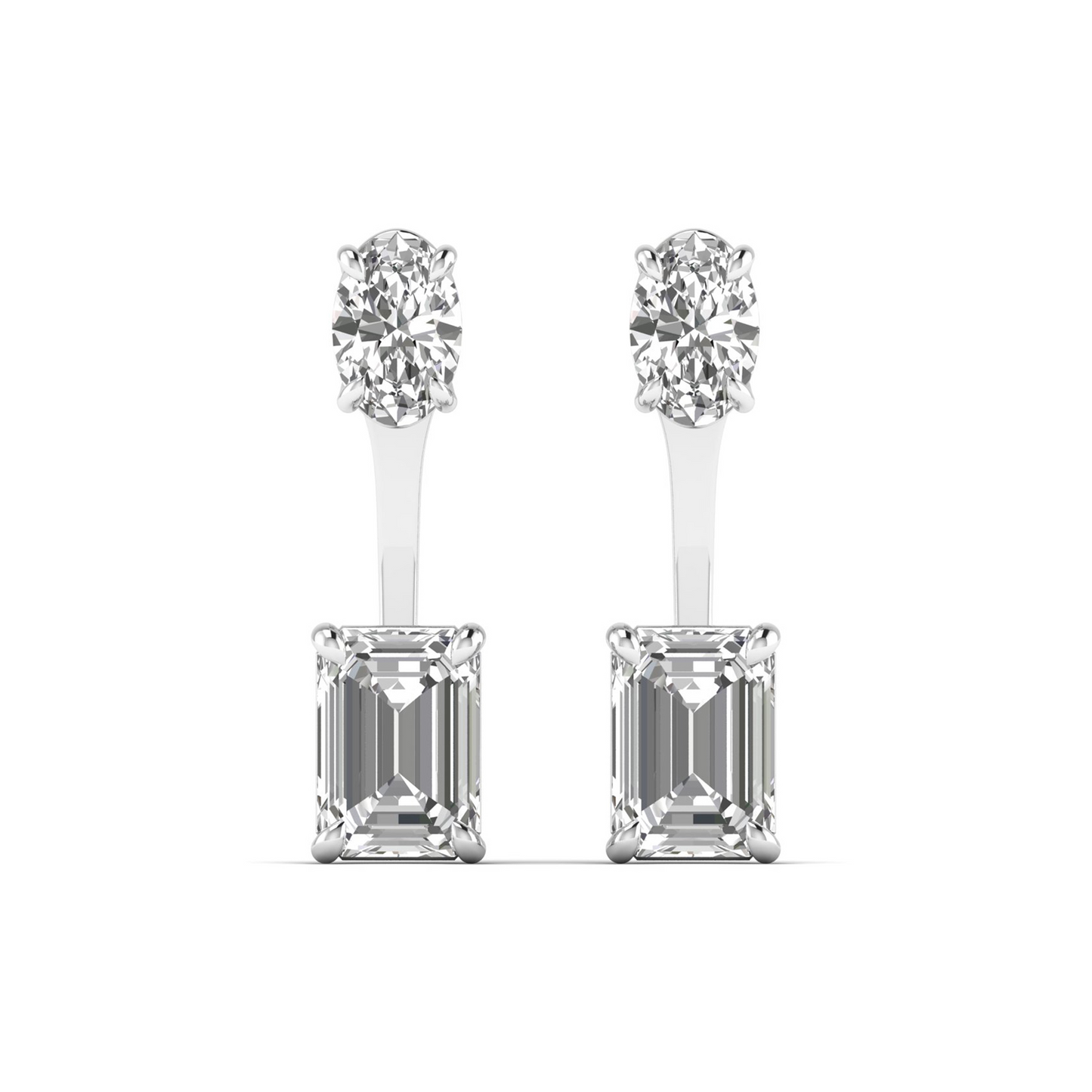 Radiant Glamour: Lab-Grown Diamond Earrings in Emerald and Oval Shapes – Ethical Elegance Beyond Compare!
