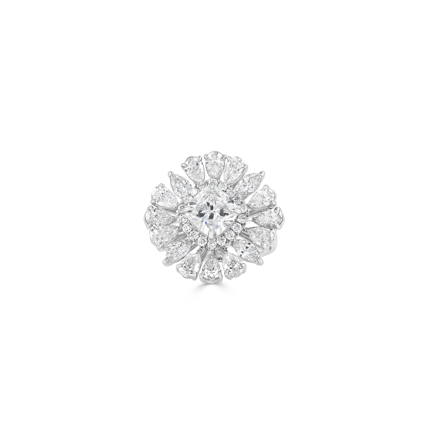 Exquisite Fusion: Lab Grown Diamond Ring in Cushion, Mix Round, Pear, and Marquise Elegance