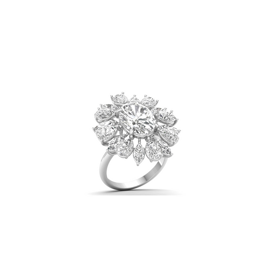 Opulent Harmony: Lab Grown Diamond Ring in Oval, Mix Pear, and Marquise Splendor