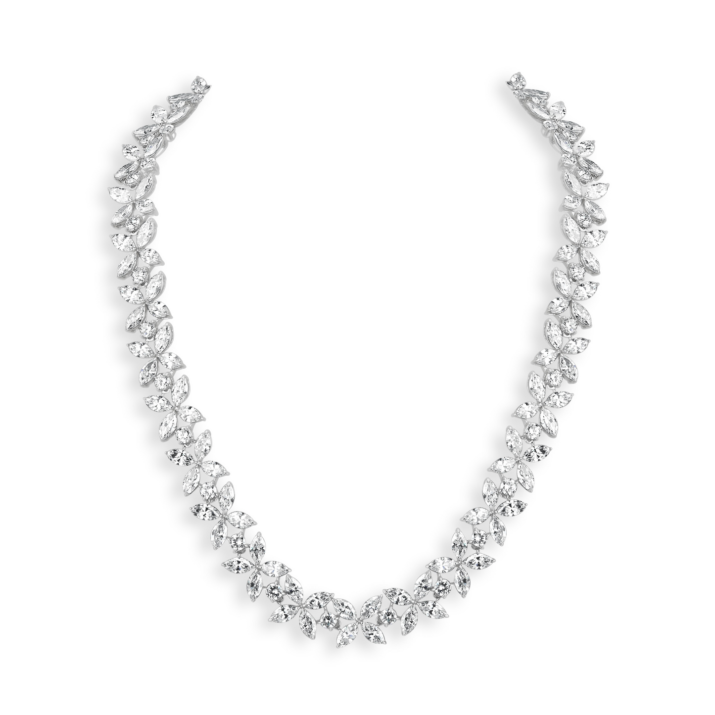 Harmony in Sparkle: Mesmerizing Diamond Necklace with a Blend of Round and Marquise Cuts