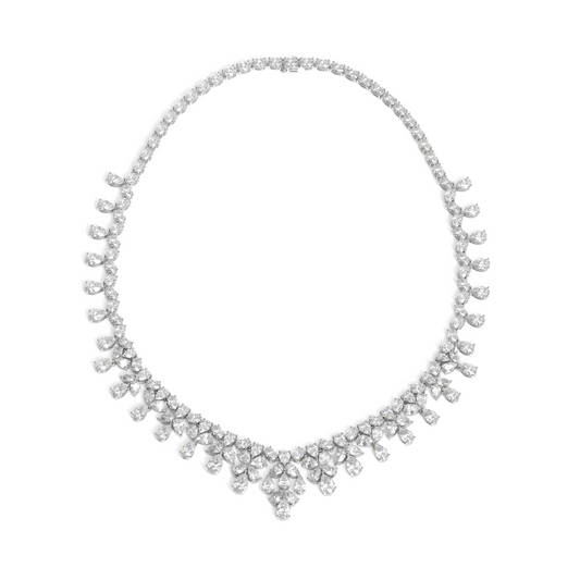 Graceful Harmony: A Mesmerizing Blend of Oval and Pear-Cut Diamonds in Our Stunning Necklace