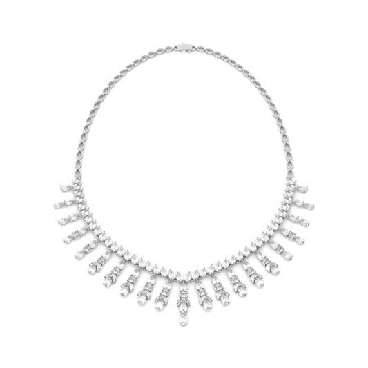 Dazzling Harmony: Multishape Diamond Necklace – Fusion of Pear, Marquise, and Emerald Elegance!