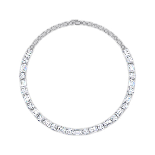 Eternal Allure: Lab-Grown Diamond Necklace Blending Round and Emerald Elegance