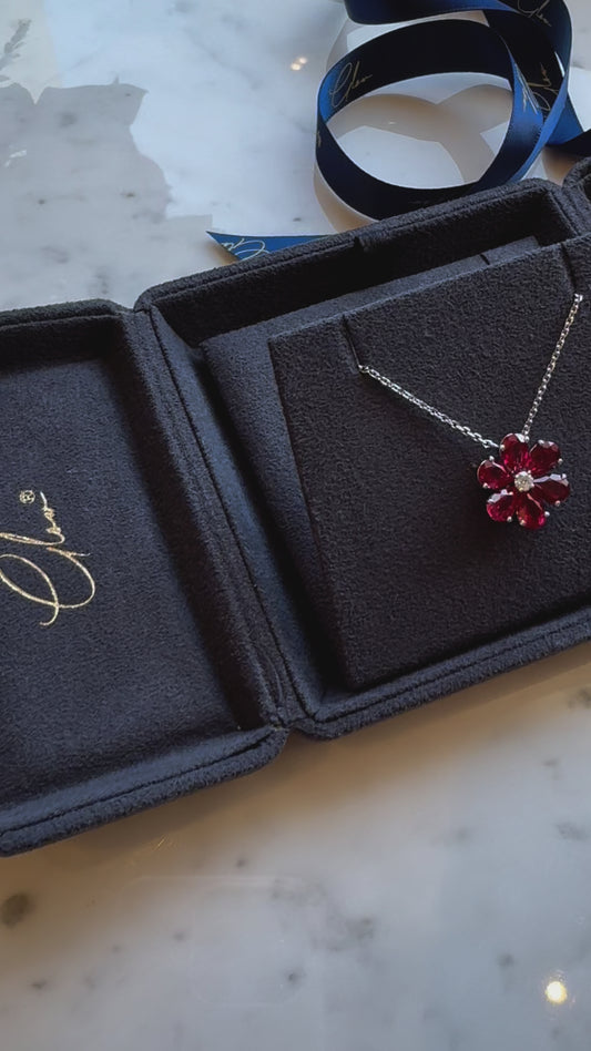 Simply Perfect Ruby Flower Pendant
