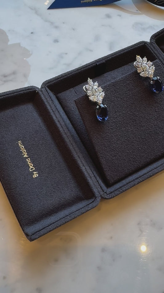 A Combination of Perfection: Oval Cut Blue Sapphire Combined with Lab-Grown Diamond Earrings