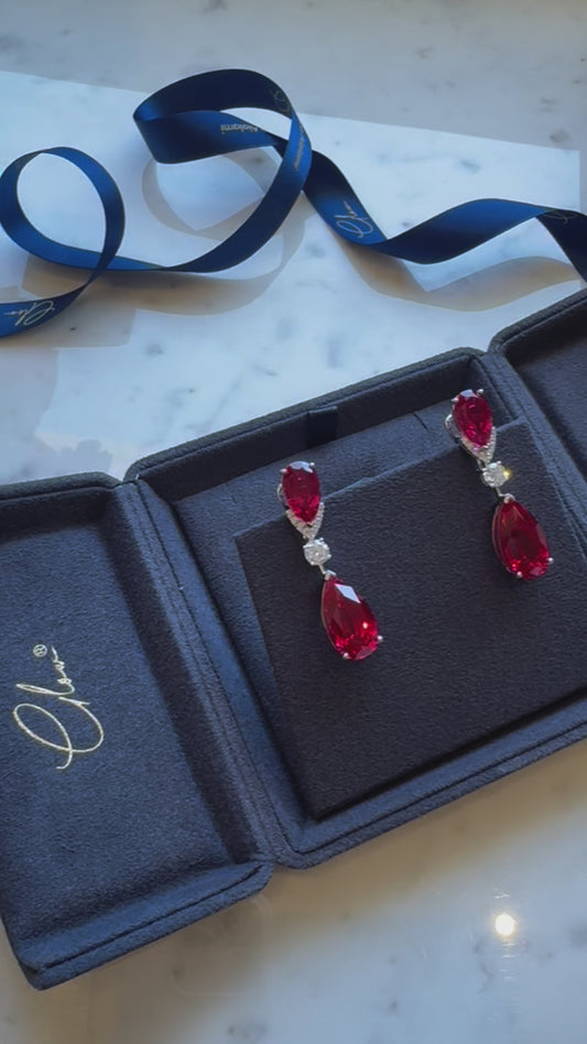 Elegant & Classy Pear-Shaped Ruby Earrings