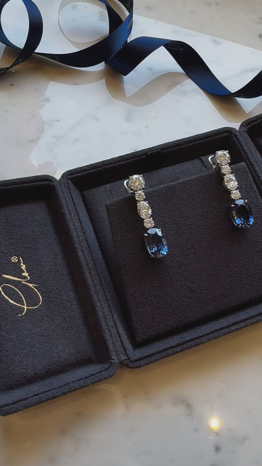 Majestic Oval Shaped Sapphire Earrings