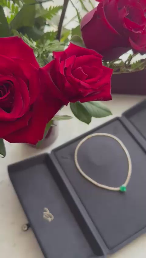 Radiant Grace: Heart-Shaped Emerald & Diamonds Necklace