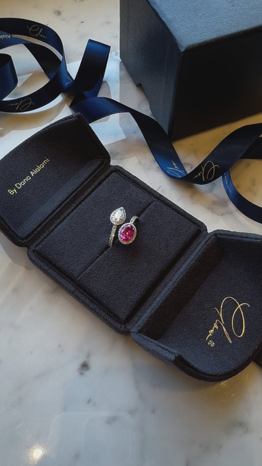 A Ring with a Majestic Combination of Pink Sapphire and Lab-Diamonds