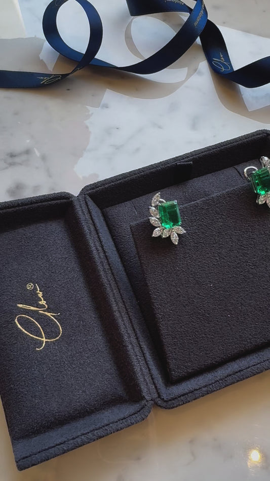 Glimmering Elegance: Emerald Stone Marquise Cut Earrings