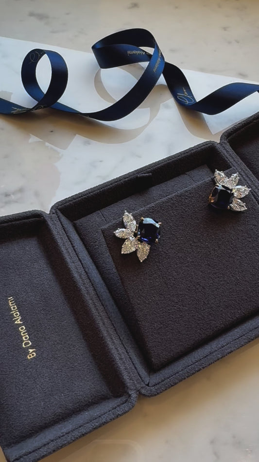 Radiant Blue Sapphire Earrings: Marquise-shaped to Perfection