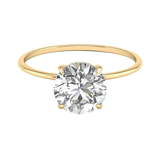 Golden Splendor: Shine Bright with a 5 Carat Round Diamond Ring in Yellow Gold"